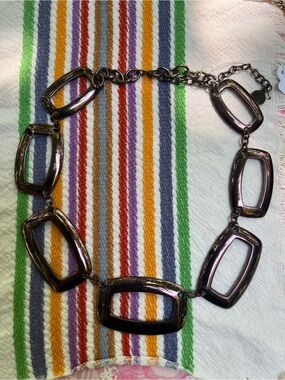 Y2K Vintage Signed Chunky Purple Metallic Collar Necklace